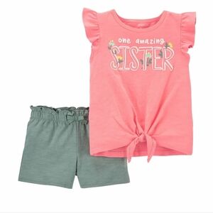 2-Piece Sister Jersey Tee & Short Set - Baby Girl